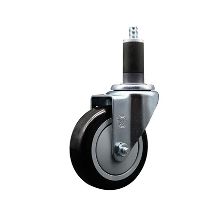 Service Caster 4'' Black Poly Wheel Swivel 1-1/4'' Expanding Stem Caster SCC-EX20S414-PPUB-BLK-114